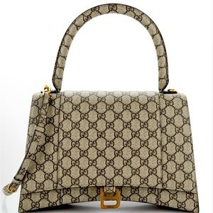 Gucci X Balenciaga Medium Hourglass Hacker Aria Supreme GG Logo Top Handle Bag